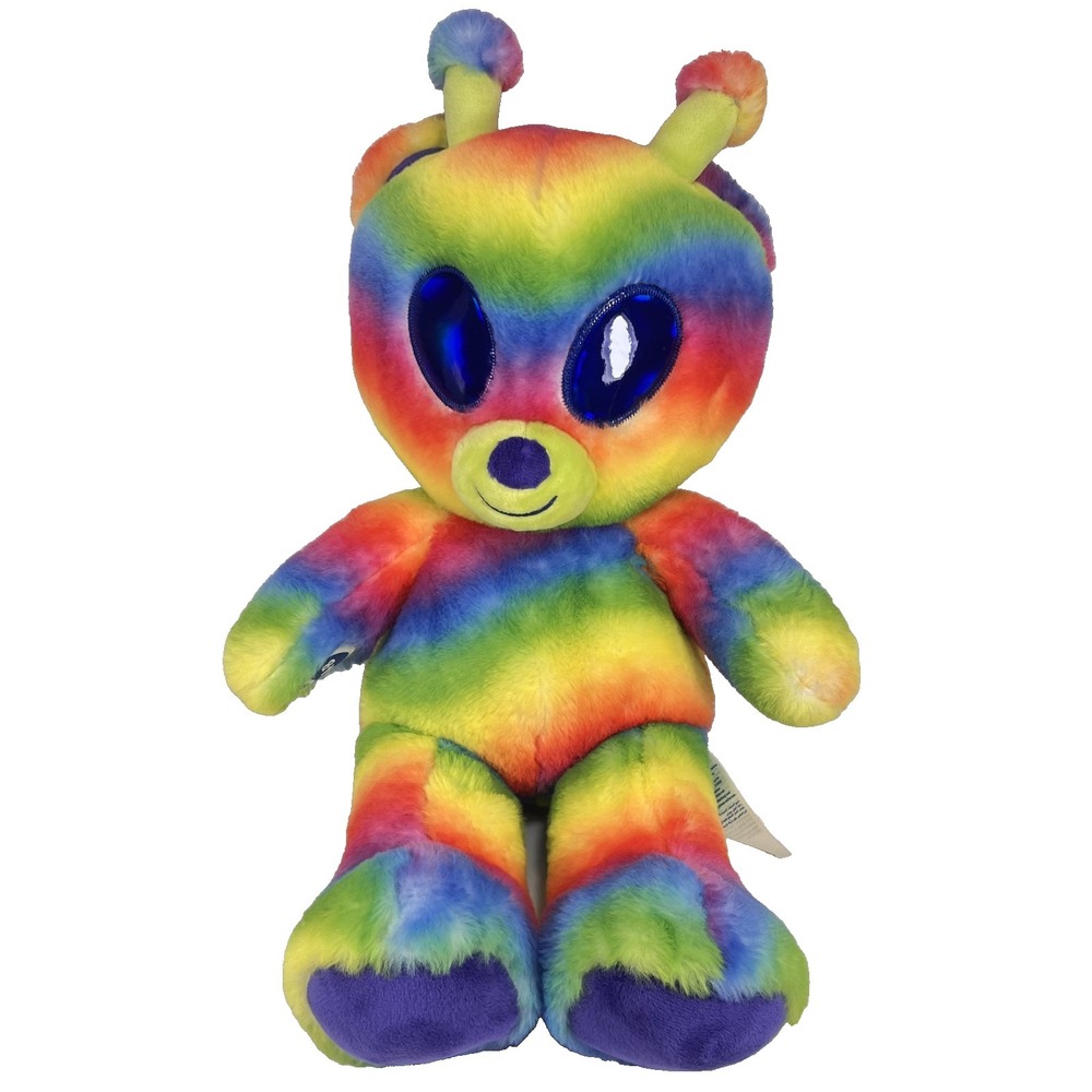 Build A Bear BAB Psychedelic Rainbow Alien Stuffed Animal Plushy 19"
